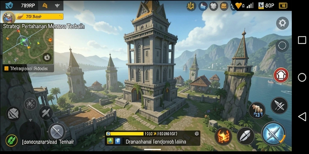 Tampilan gameplay 789RP yang mendebarkan dalam pertahanan menara.