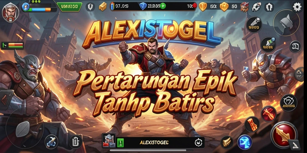Tangkapan layar menunjukkan karakter beraksi dalam pertarungan seru di ALEXISTOGEL.