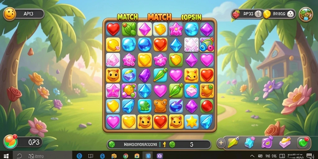 Tampilan screenshot API33 yang menunjukkan gameplay seru Match-3.