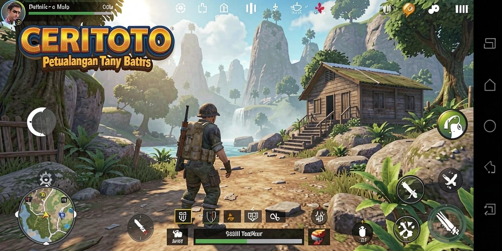 Tampilan gameplay <strong>CERITOTO</strong> dengan petualangan dalam dunia terbuka yang luas.