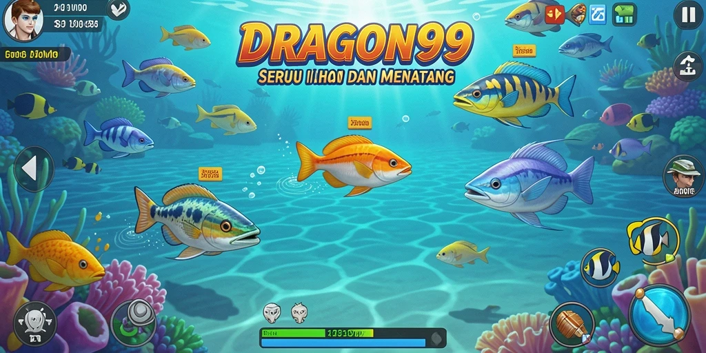Tampilan gameplay seru saat menangkap ikan di DRAGON99.