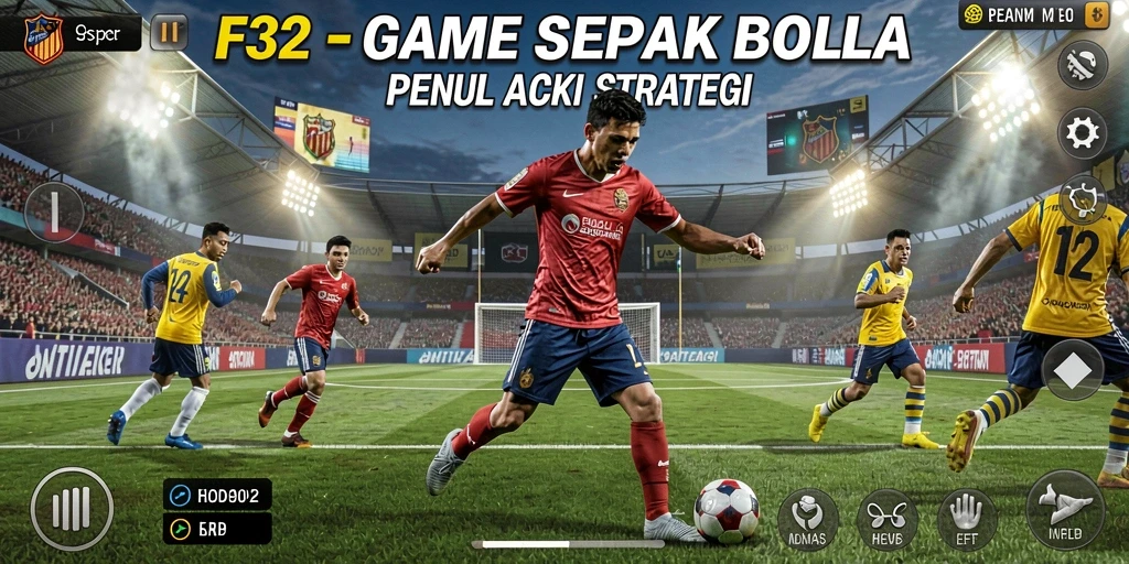 Tampilan seru dari F32 dengan gameplay sepak bola yang mendebarkan.