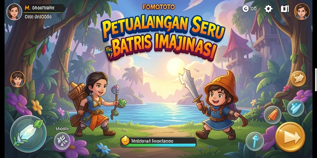 Screenshot gameplay FOMOTOTO yang menampilkan dunia petualangan.