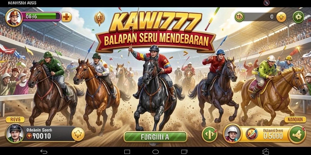 Tampilan gameplay seru dalam balapan KAWI777 yang mendebarkan.