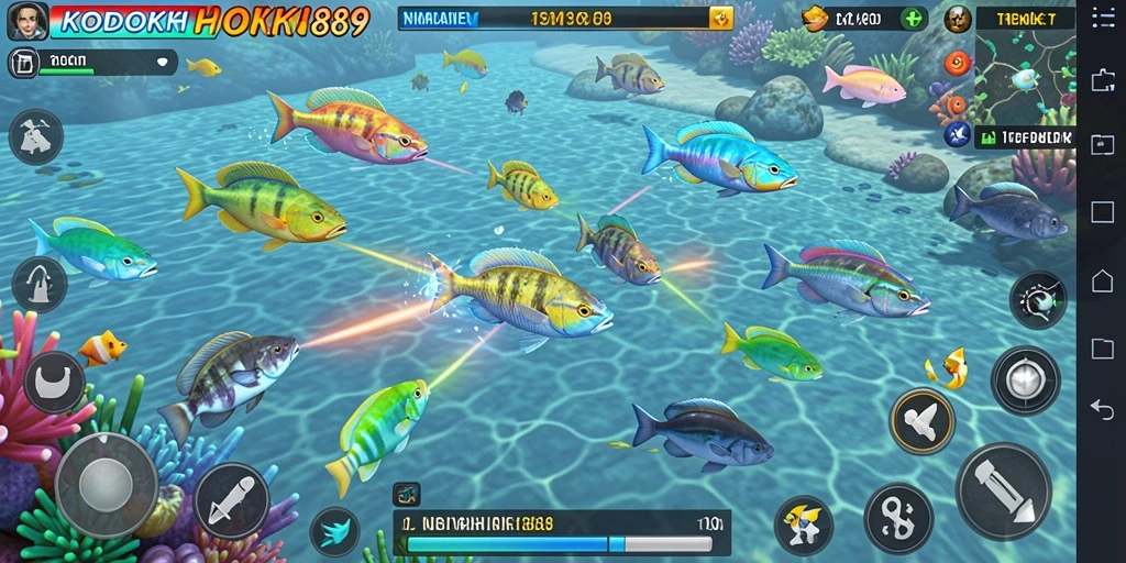 Gambar menunjukkan aksi seru dalam gameplay Tembak Ikan KODOKHOKI889.