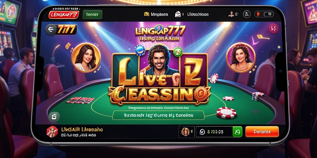 Tampilan permainan Live Casino LENGKAP777 dengan dealer langsung dan interaksi sosial.