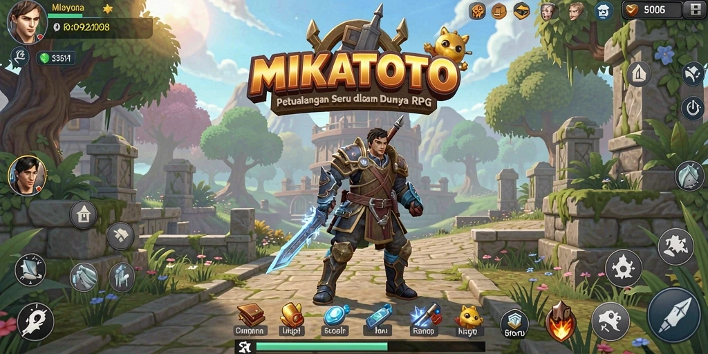 Tampilan gameplay MIKATOTO yang epik dan penuh aksi.