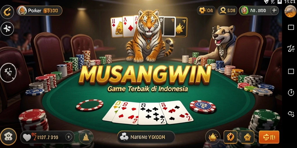 Tampilan gameplay Poker yang mendebarkan di MUSANGWIN.
