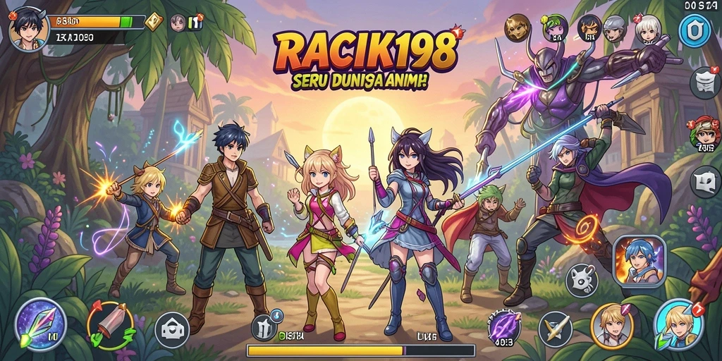 Gameplay seru RACIK198 dengan karakter Anime ikonik.