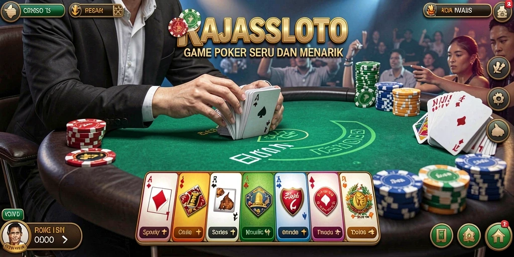 Tampilan gameplay RAJASLOTO yang menarik dengan fitur poker yang seru.