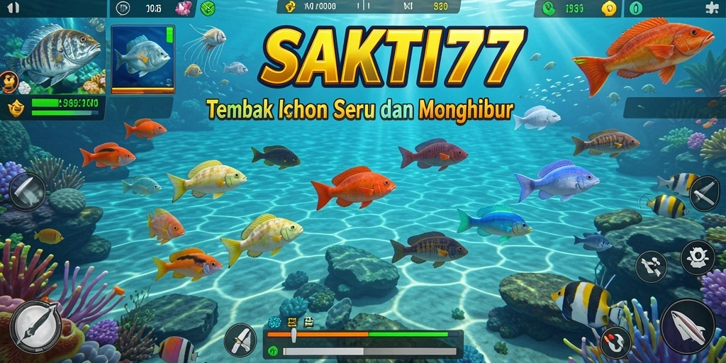 Screenshot utama SAKTI77 menampilkan adegan seru permainan tembak ikan.