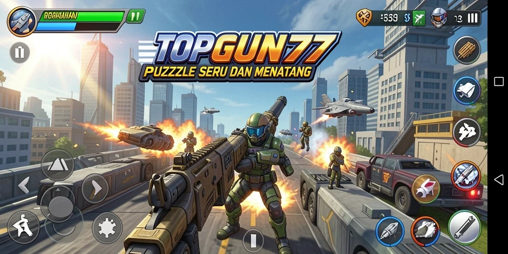 Tampilan gameplay menantang dan menarik dari TOPGUN77.