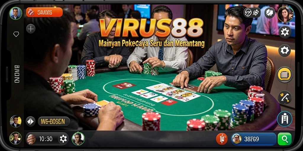 Tampilan gameplay seru di VIRUS88 saat bermain poker bersama teman.